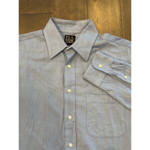 Jos A Bank Dress Shirt Mens Size Large‎ 15.5-34 Blue Travelers Collection